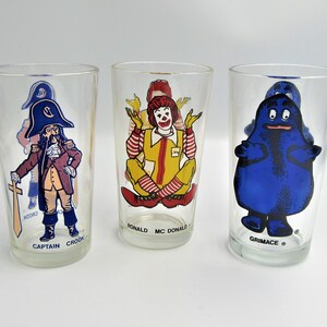 1977 Mcdonald's Collector Glass: Ronald, Grimace, Captain Crook - Etsy
