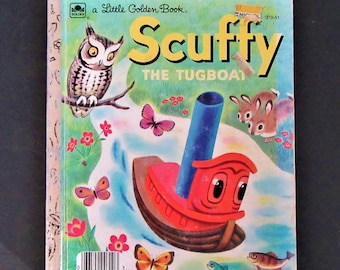 1974 Vintage SCUFFY the TUGBOAT / Little Golden Book / Children's Book / Early Reader