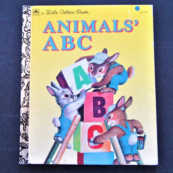1985 Vintage ANIMALS' ABC / Little Golden Book / By Garth Williams / Formerly "Bunnies ABC" / Children's Book / #202-65 / Early Reader