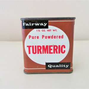 Vintage TUMERIC SPICE TIN / Fairway Pure Powdered Turmeric / Country Decor