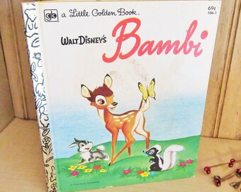 1970&#39;s Vintage BAMBI / Walt Disney Book / Little Golden Book / By Felix Sulton / Early Reader