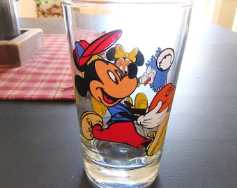 Vintage Disney MICKEY MOUSE GLASS Juice Glass Tumbler Kids Glass Walt Disney