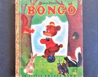 1948 Vintage BONGO / WALT DISNEY / Little Golden Book / Adapted by Campbell Grant / Children's Book / Beginning Reader