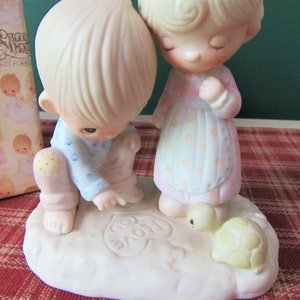 1979 PRECIOUS MOMENTS Figurine Enesco &quot;Thou Art Mine&quot; Porcelain Figurine with Original Box Christian Gift Item E-3113