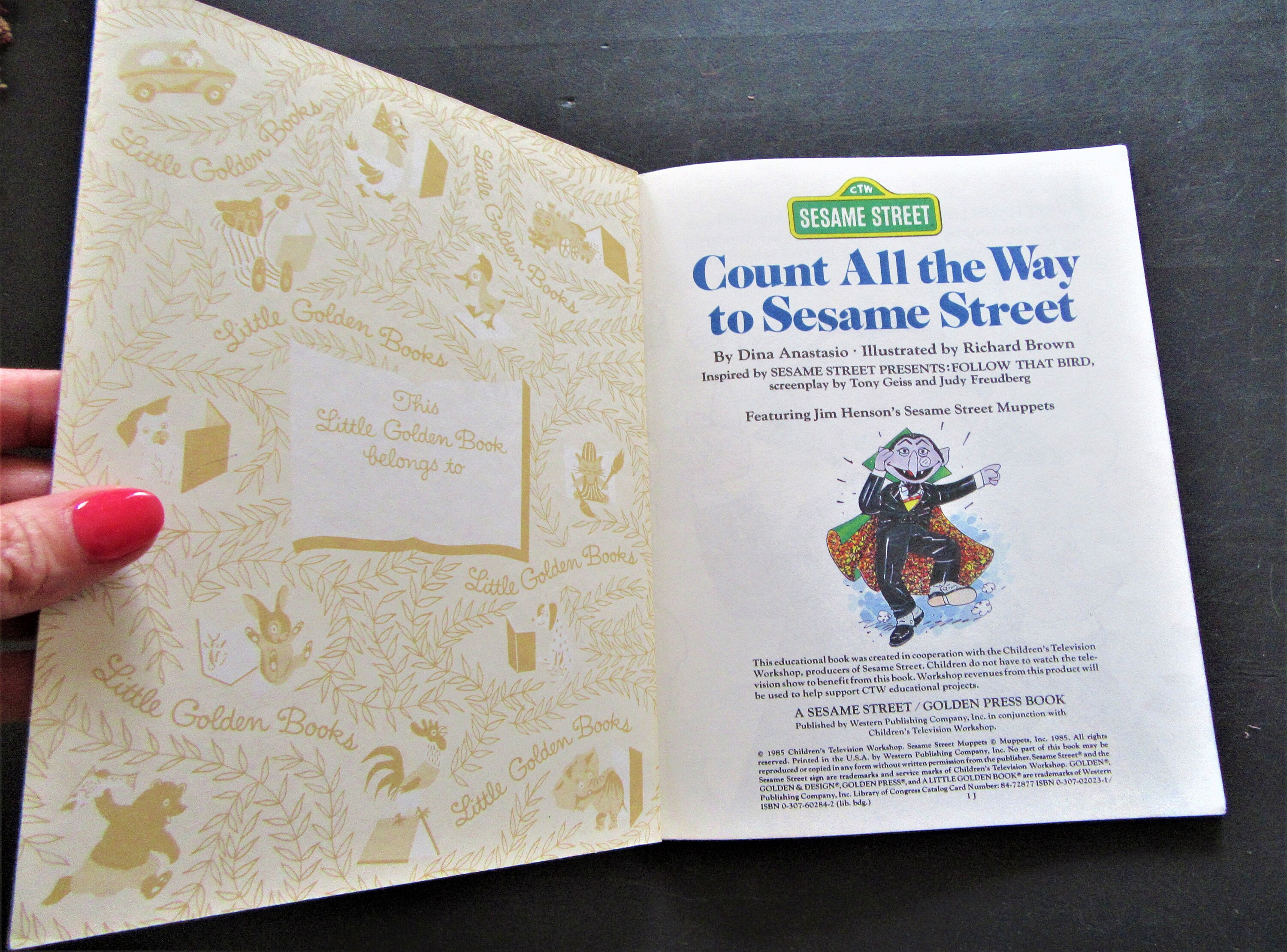 Vintage 1985 Sesame Street Little Golden Book: Count All the Way