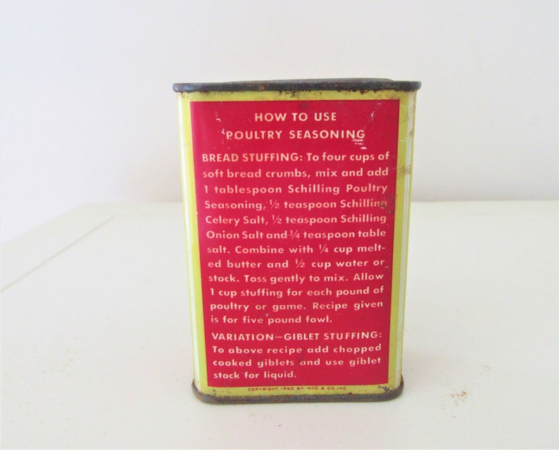 VINTAGE SPICE TIN Schilling Poultry Seasoning Tin Country Etsy
