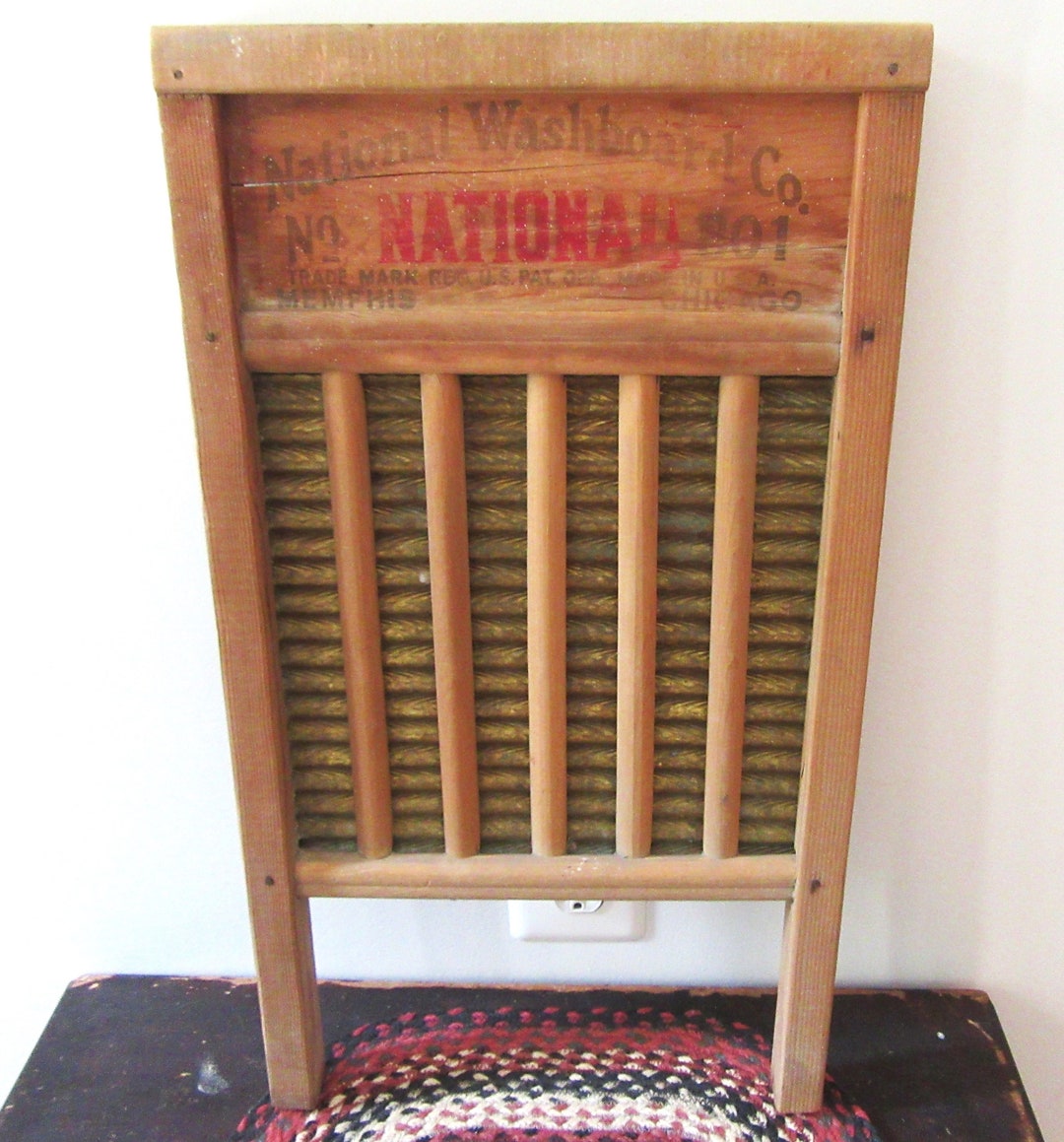 Vintage National Company Washboard 801 Wooden Wash Board Laundry