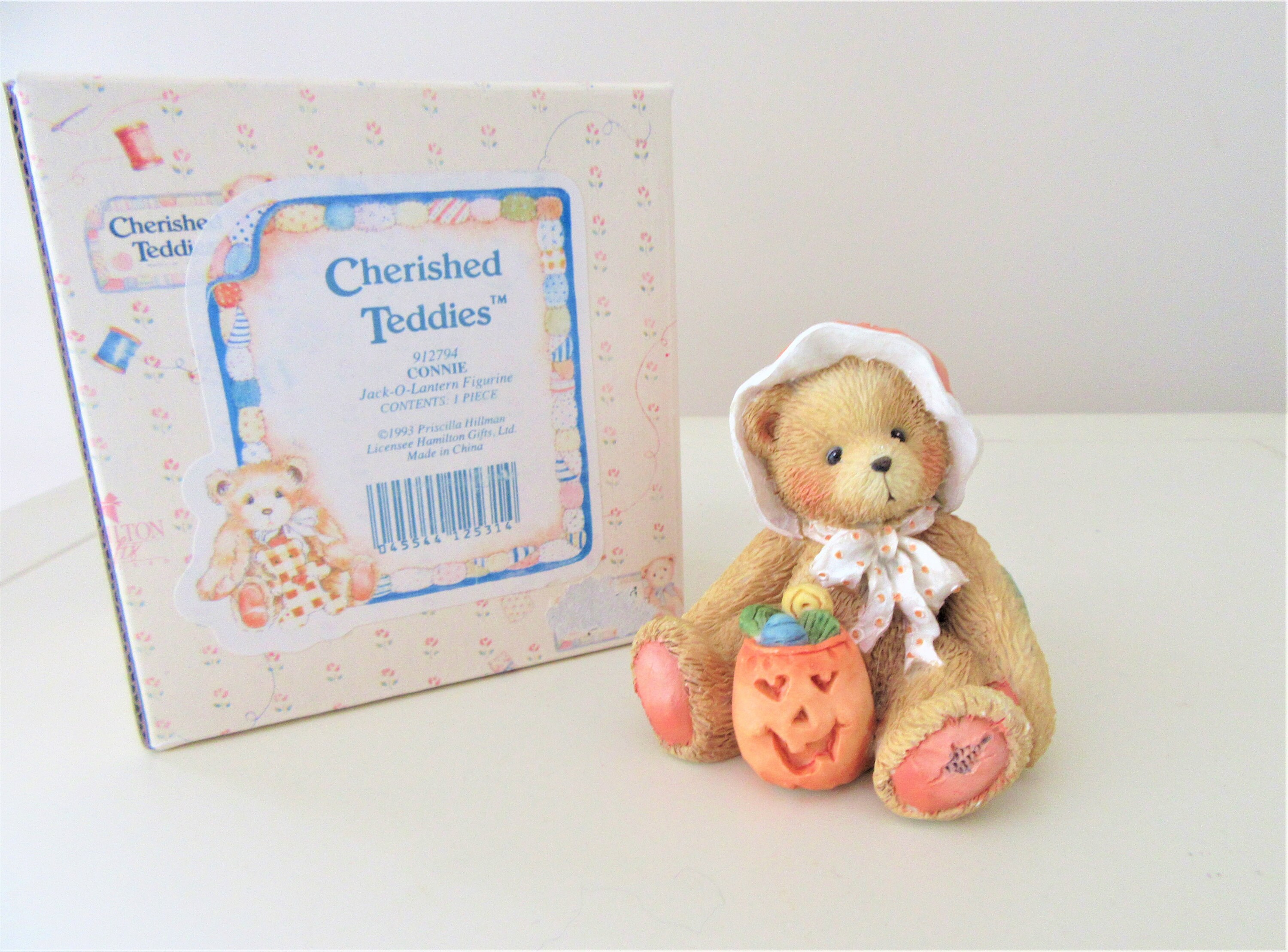 Cherished Teddies Connie Figurine: Jack-o-lantern Bear, 1993