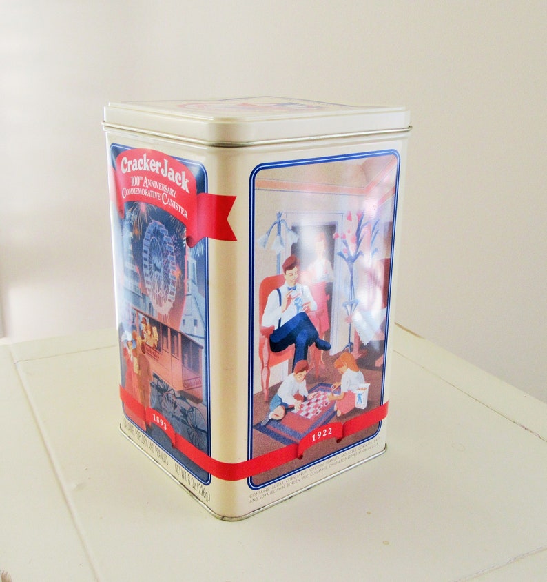 Vintage Tin Shop Display Tin Kitchen Decor Anniversary Tin Collectible Tin Gift for Her Shelf Vintage Canister Cracker Jack Tin
