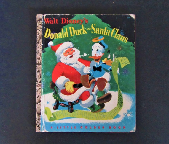 1952 Vintage WALT DISNEY / Donald Duck and Santa Claus / Little Golden Book / Children's Book