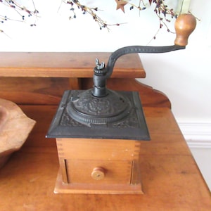 Vintage Coffee Grinder Wooden Coffee Mill Antique Coffee Maker Mid Century Decor
