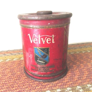 Vintage Velvet Tobacco Tin: 1900s Advertising Decor