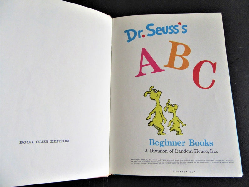 1963 Vintage Dr. Seuss's ABC Hardcover Book: Book Club Edition - Etsy