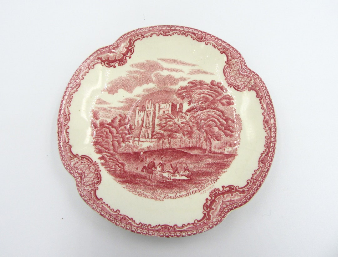 Vintage Kenilworth Castle Saucer old British Castles Pink JOHNSON