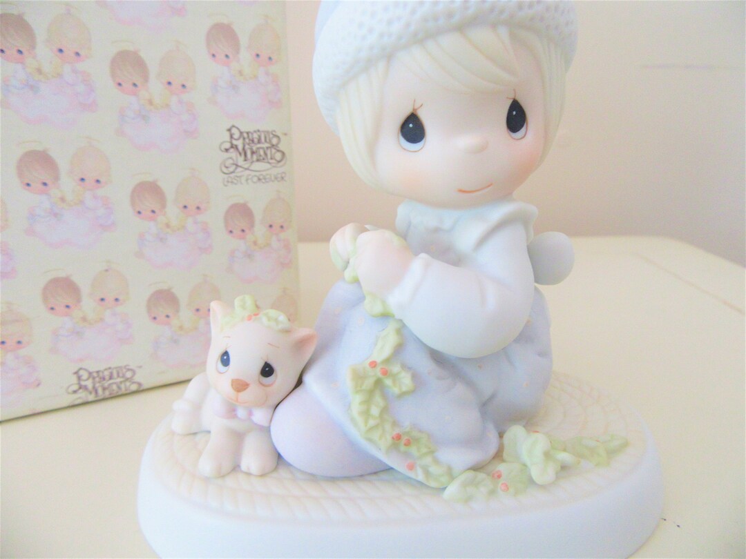 プレシャスモーメント Precious Moments マイジョイ 置物フィギア 1988 PRECIOUS MOMENTS / Meowie Christmas / Porcelain Figurine - Etsy