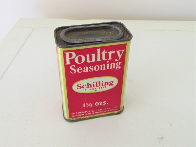 VINTAGE SPICE TIN Schilling Poultry Seasoning Tin Country Etsy