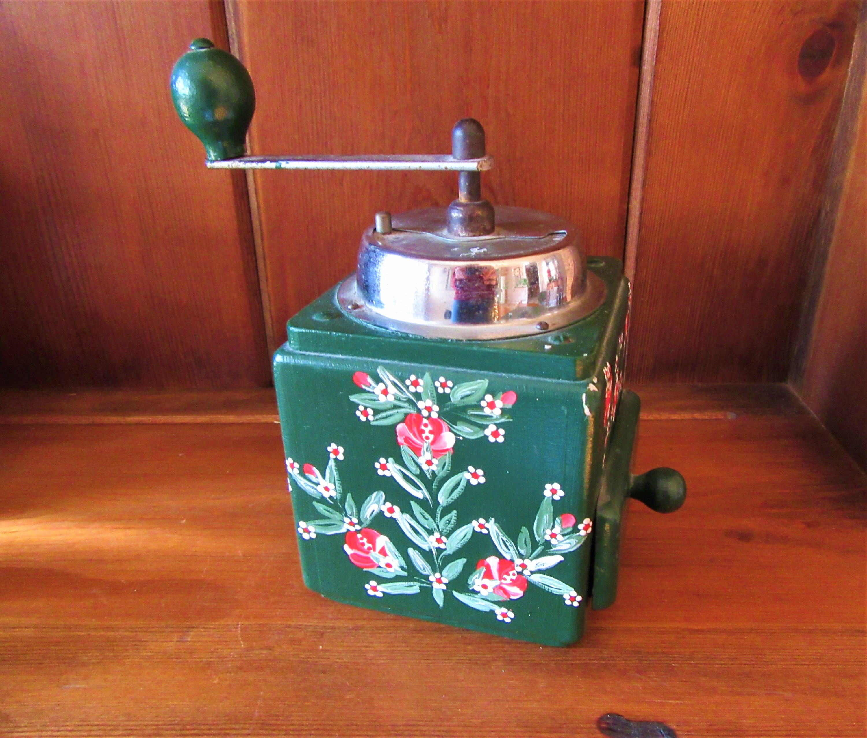 Vintage COFFEE GRINDER Green Hand Painted Coffee Grinder Etsy