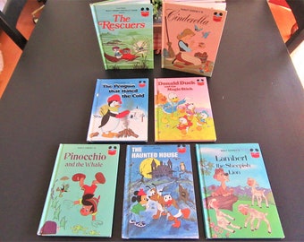 1970's Vintage DISNEY READERS / CHOOSE Your Favorite / Hardcover Book / Cinderella / The Haunted House / The Rescuers / Lambert / Pinocchio