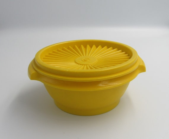 2 Tupperware Small Yellow Storage Containers With Lids 