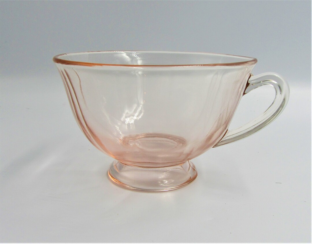Vintage PINK DEPRESSION GLASS Tea Cup Mid Century Decor Etsy