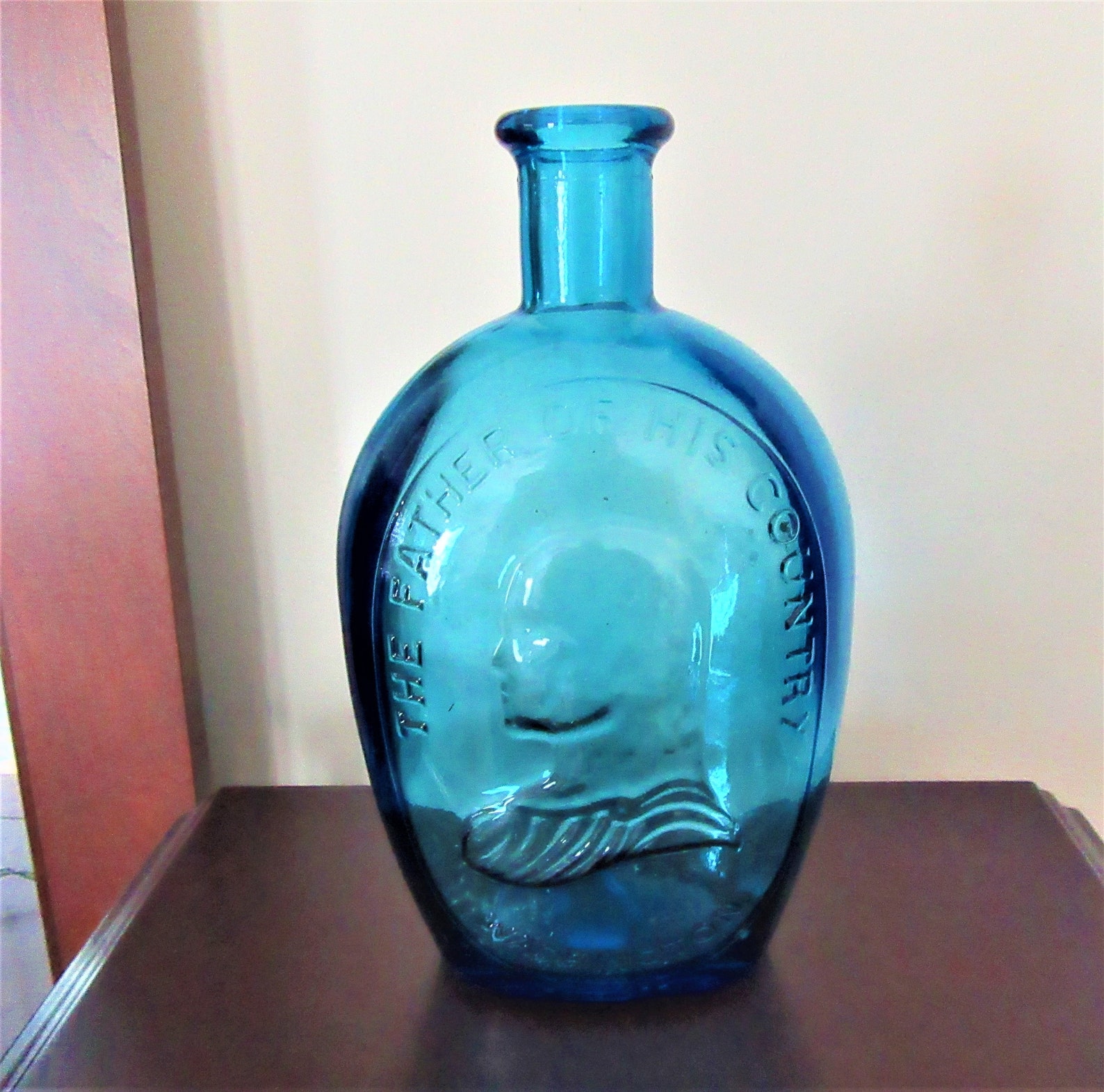 Vintage WHEATON GLASS BOTTLE Washington Bottle Blue Etsy