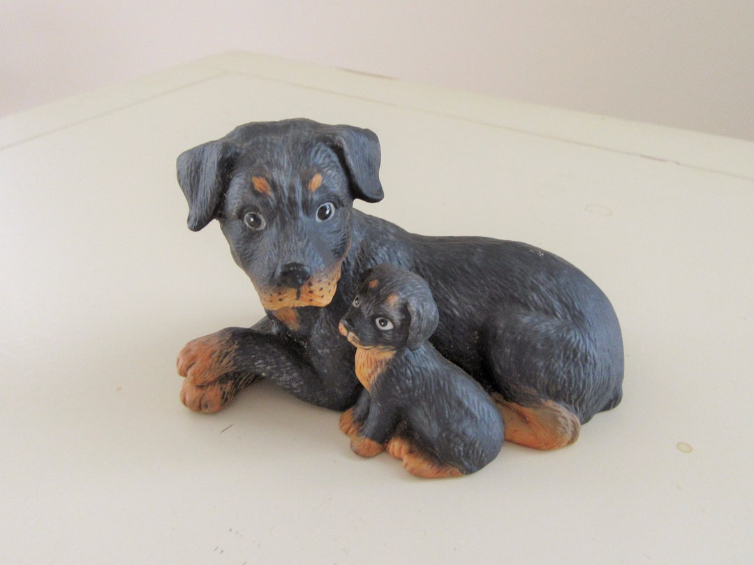 Vintage Rottweiler Figurine: Porcelain Dog Knickknack - Etsy