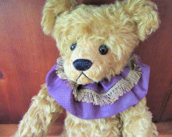 1990&#39;s Artist Signed 17&quot; Mohair Bear RUTH ANN MOHAIR Bear Old Time Teds Silly Phil Fully Jointed Handmade Brown Mohair Bear