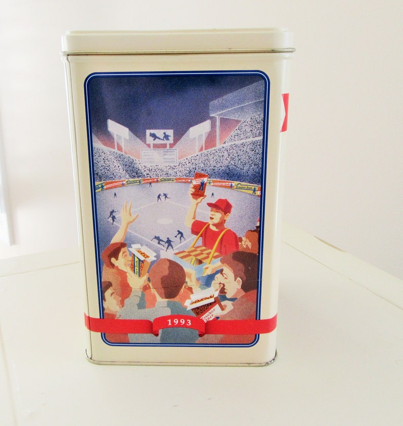 Vintage Tin Shop Display Tin Kitchen Decor Anniversary Tin Collectible Tin Gift for Her Shelf Vintage Canister Cracker Jack Tin