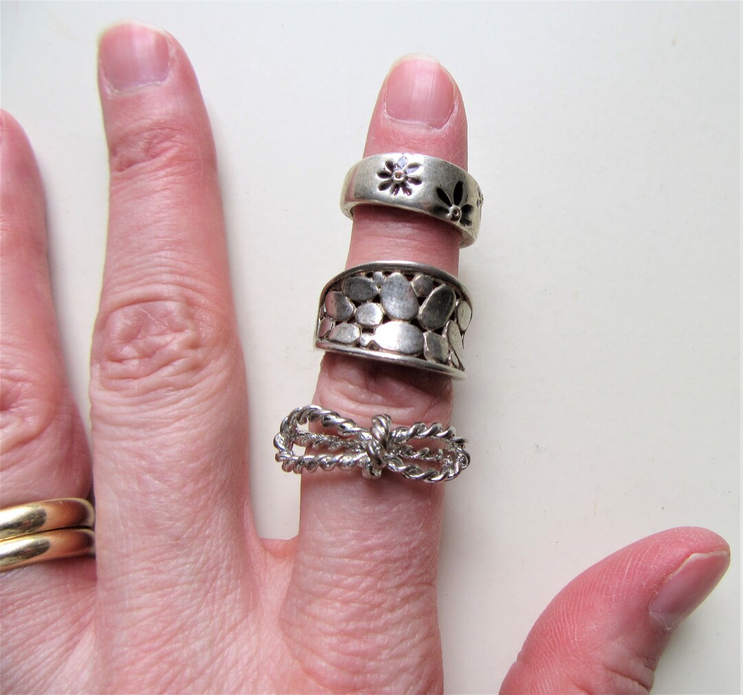 Vintage Silver Tone Stacking Rings Set: Boho Fashion Accessory - Etsy