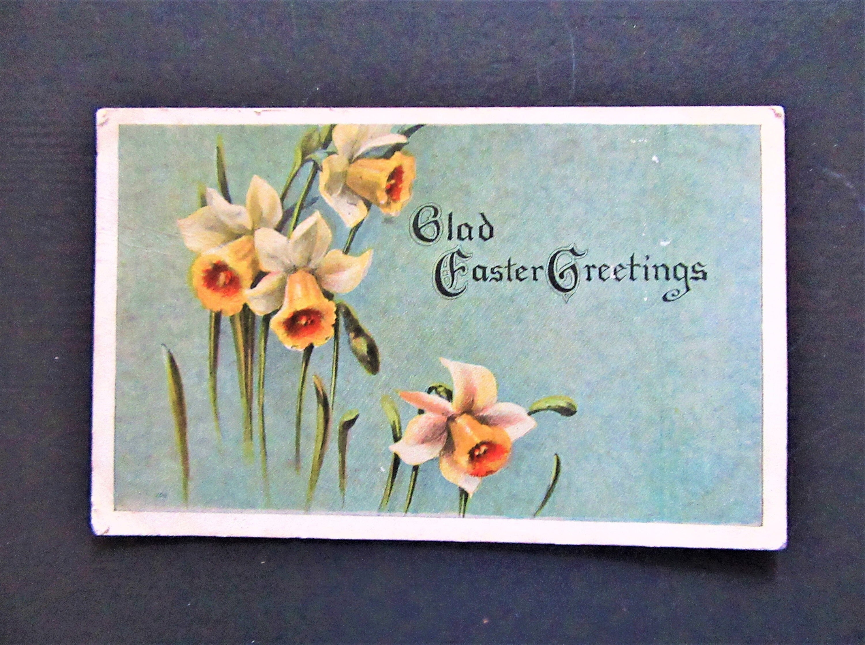1925 Antique Postcard / Easter Greeting / Floral / Ephemera