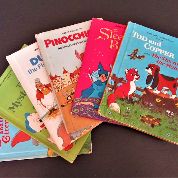 1970's Vintage DISNEY READERS / CHOOSE Your Favorite / Hardcover Book / Grolier Book Club / Sleeping Beauty / Dumbo / Pinocchio
