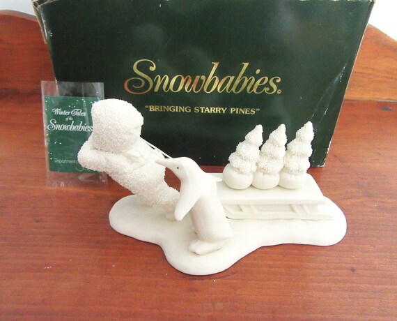 Vintage Dept 56 Snowbabies Figurine: Bringing Starry Pines