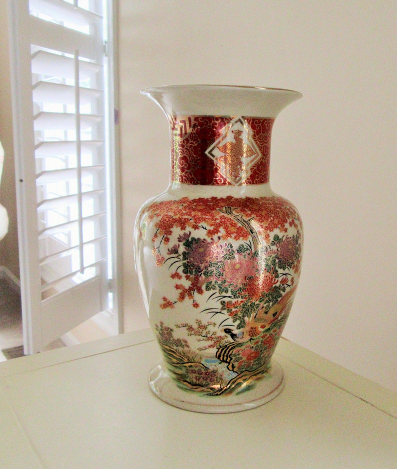 Vintage ORIENTAL PEACOCK VASE Ivory Peacock Vase Asian Vase Etsy