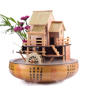 House Fountain with Water Wheel