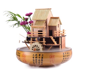 House Fountain with Water Wheel