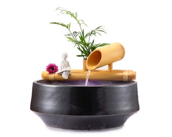 Bamboo Fountain with Plant Holder