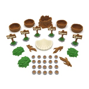 Everdell Kompatibles Upgrade Kit - 38 Teile. Ressourcen-Container, Ereigniskartenhalter, besetzte Token & mehr. Brettspiel Zubehör (inoffiziell)