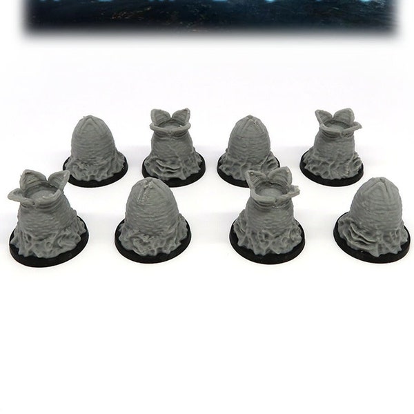 Alien Egg Miniatures for Nemesis - 8 Pieces | 4 Hatched and 4 Opened. Board Game Accessories, Tokens and Parts