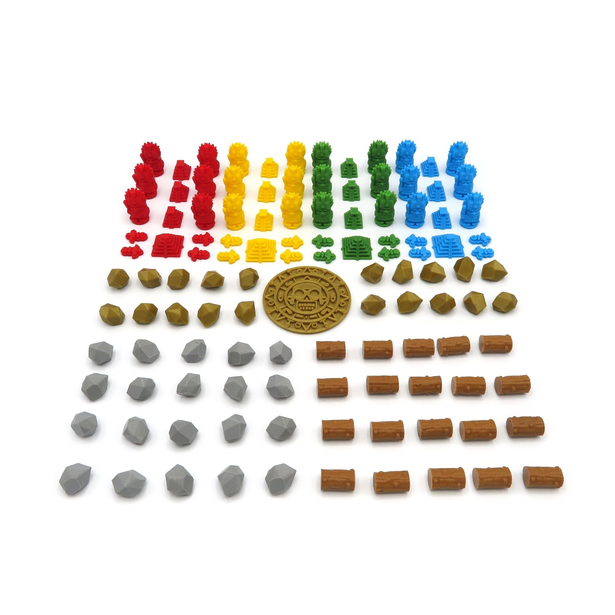 Upgrade Kit for Tzolkin - 117 Pieces | Resource, worker and Tech Tokens, Pyramids, Coins and First Player Marker. Board Game Accessories