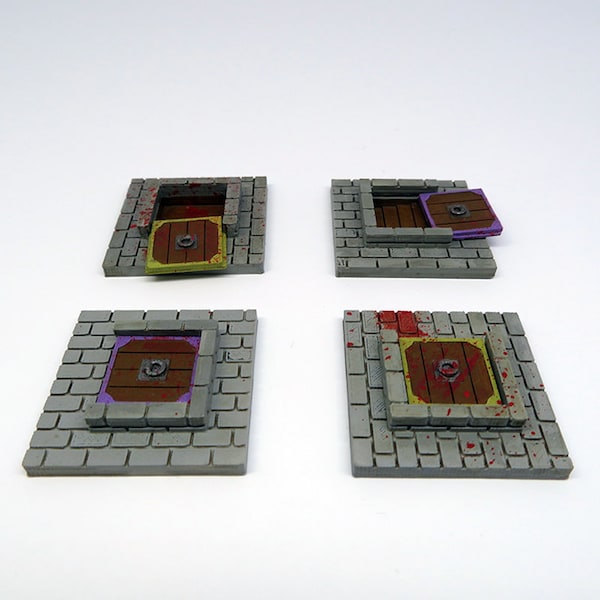 Vault Door Tiles for Zombicide Black Plague - 4 Terrain Pieces | Board Game Accessories, Upgrades and Parts