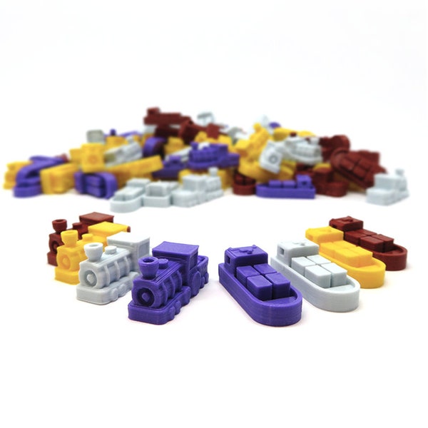 Linking Tiles for Brass Birmingham & Lancashire - 112 Pieces | Boat and Train Miniatures. Board Game Accessories, Parts and Tokens.