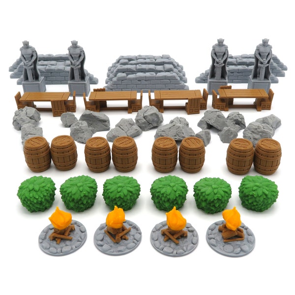 Terrain Tokens for Journeys in Middle Earth (Lord of the Rings - LOTR) - 42 Scenery Pieces | Board Game Accessories, Upgrades and Parts