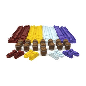 Upgrade Kit for Brass Birmingham - 127 Pieces | Ship and Train Tiles and Beer Barrel Tokens. Board Game Accessories and Parts