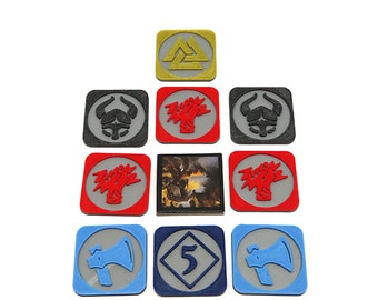Multicolor Pillage Tokens for Blood Rage - 9 Pieces | Board Game Accessories, Upgrades and Parts