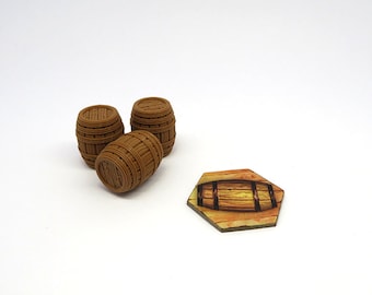 Barrels for Gloomhaven - 3 Scenery Pieces | Board Game Accessories, Upgrades and Terrain Parts