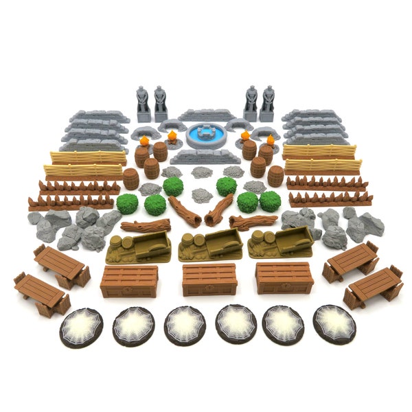 Full Scenery Pack for Journeys in Middle Earth, Shadowed Paths & Spreading War Expansions (LOTR) - 77 Terrain Pieces. Board Game Accessories