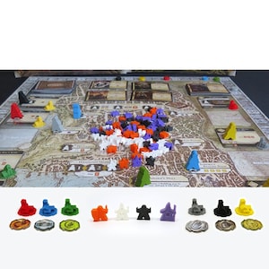 Upgrade Kit for Lords of Waterdeep - 154 Pieces | Building Tokens and Character Meeples. Board Game Accessories