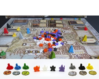 Upgrade Kit for Lords of Waterdeep - 154 Pieces | Building Tokens and Character Meeples. Board Game Accessories