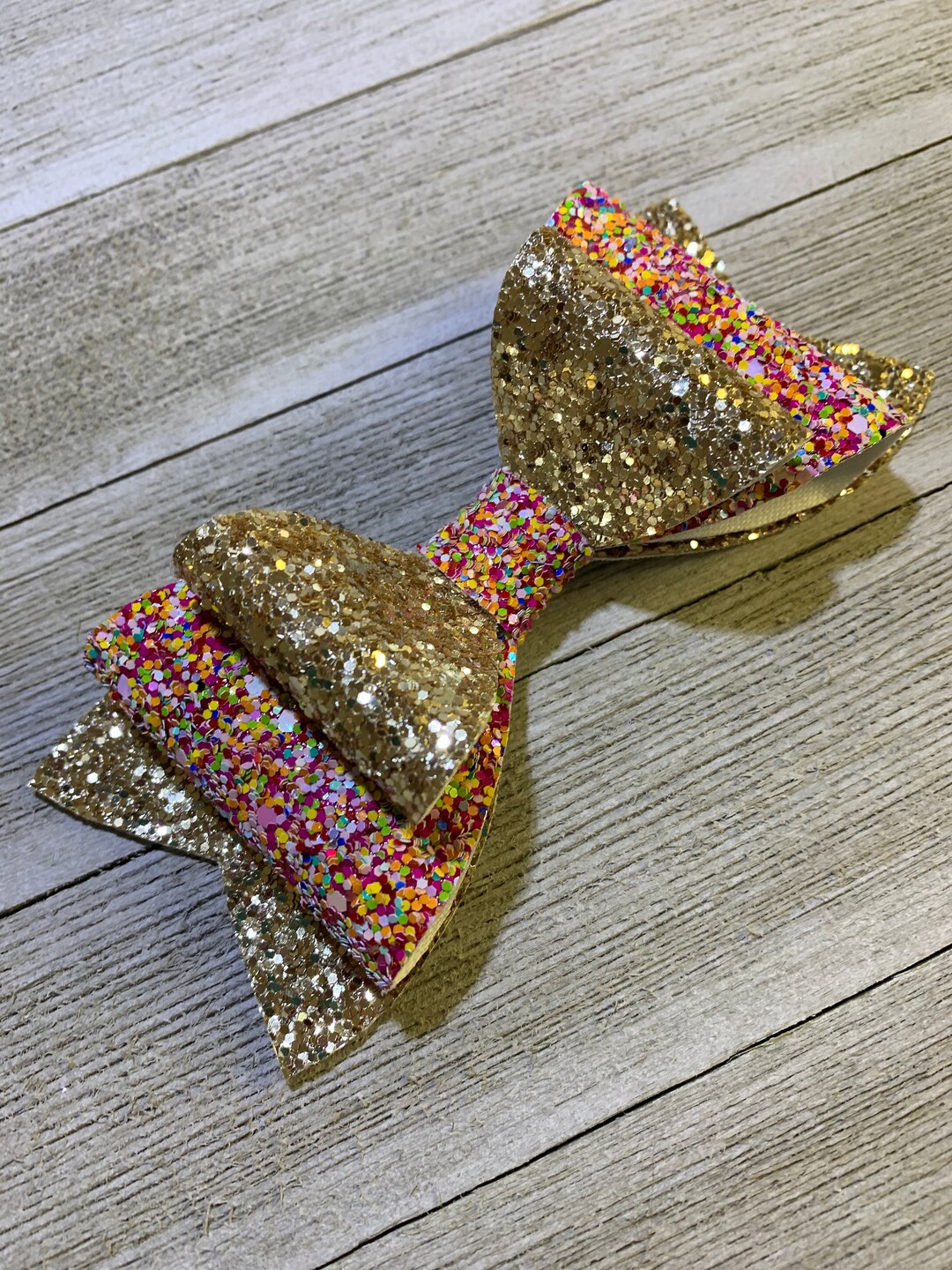 Gold Glitter and Pink Sprinkles Hair Bow Girl Hair Bow Hair Etsy