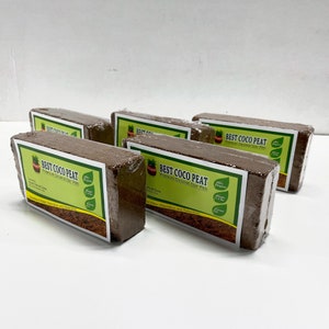 Best Coco Peat - 5 Pack Premium Coconut Coir Pith Bricks | 1.4 Coco Pith Blocks  | 100% Organic | High Expansion | Lowest EC And Ph Balance